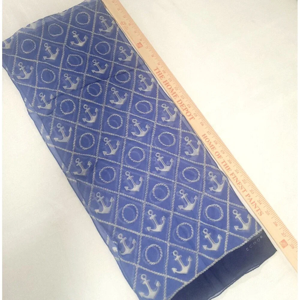 Nautical Silk Anchor Rectangular Scarf Echo 55